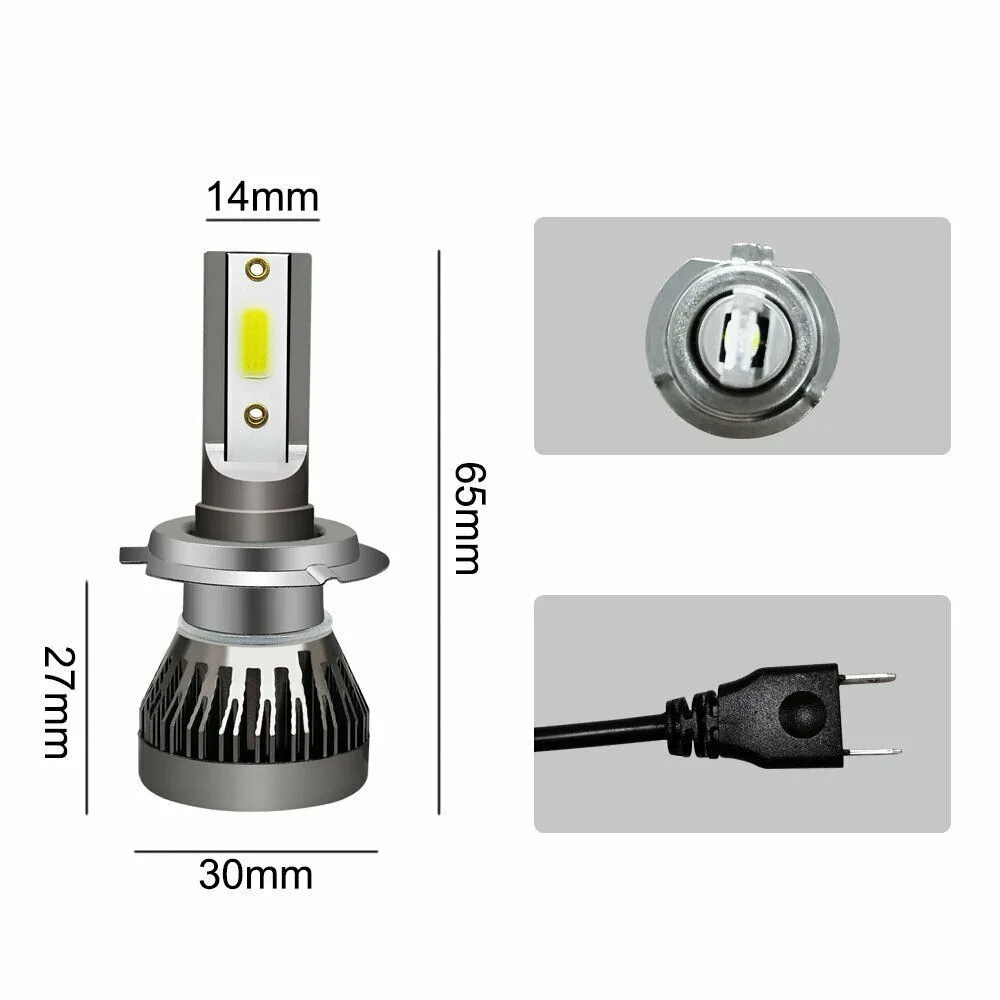 2PCS H7 LED Headlight 200W 20000LM 6000K Canbus Error Free Car Auto Headlamp
