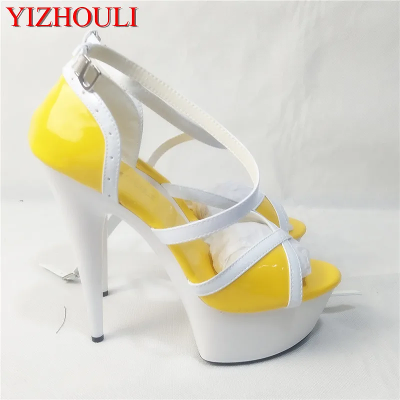 

Elegant Sweet 15CM Super High Heel Platforms Pole Dance / Performance / Star /Model Sandals, Wedding dance shoes