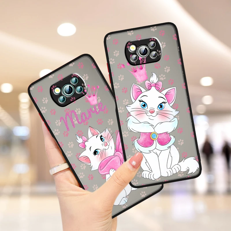 Cartoon Marie Cat Per Xiaomi Poco X5 F5 X3 M3 M5S M4 F4 C55 C50 C40 Gt Pro 4G 5G Custodia Per Telefono Traslucida Smerigliata Fundas Cover