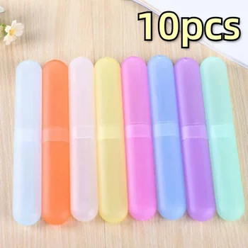 Moda Viaggio Escursionismo Campeggio Custodia per spazzolino portatile Scatola portaoggetti per spazzolino traspirante Scatola di copertura per spazzolino antipolvere satinata 1