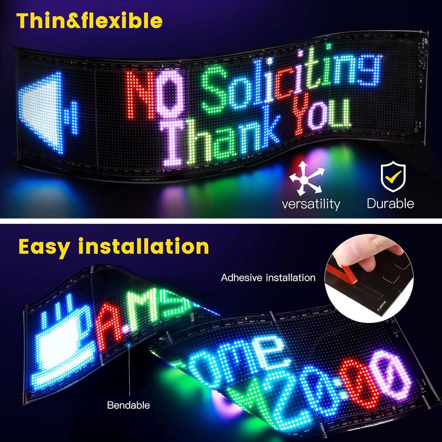 Tielux LED Atrix Panel Bluetooth APP Control USB 5V Flexible LED Screen Scrolling Text Pattern Aniation LED Sign Display - EL Sticker, Luinous Car Sticker - View #4