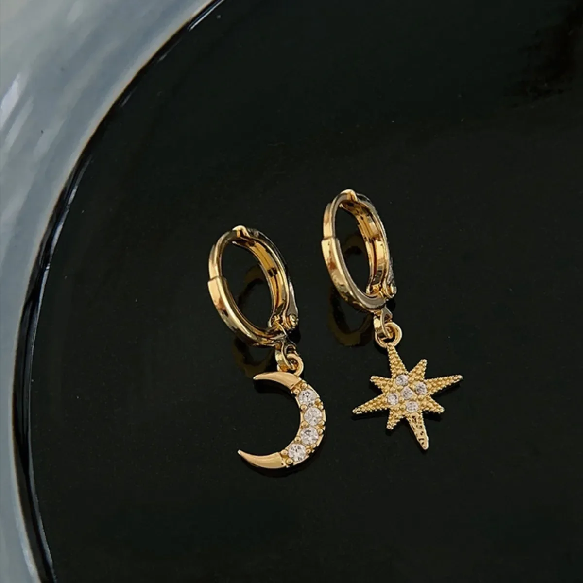 Ramadan  Earrings Trendy Moon & Star Design Paved Shining Rhinestone Match Daily Outfits Party Accessories