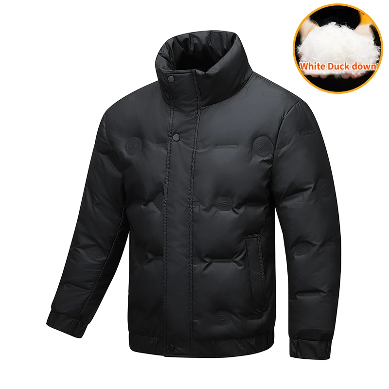 Winter Lightweight Down Jacket Men's Fashion Stand Collar Windproof White Duck Down Warm Coat Brand Clothing Men's Cold Jacket