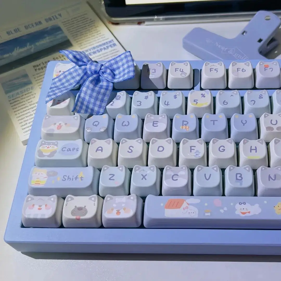 Mao-corgi Pbt Keycap para Teclado Mecânico Bonito Cão Marrom e Azul Brigada do Cão Husky Alien Cat Head Diy