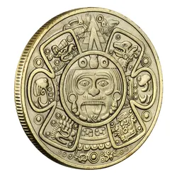 Aztec Bronze Ancient Mysterious Collectible Coin - Mayan Art Gift from Mexico (Brown)