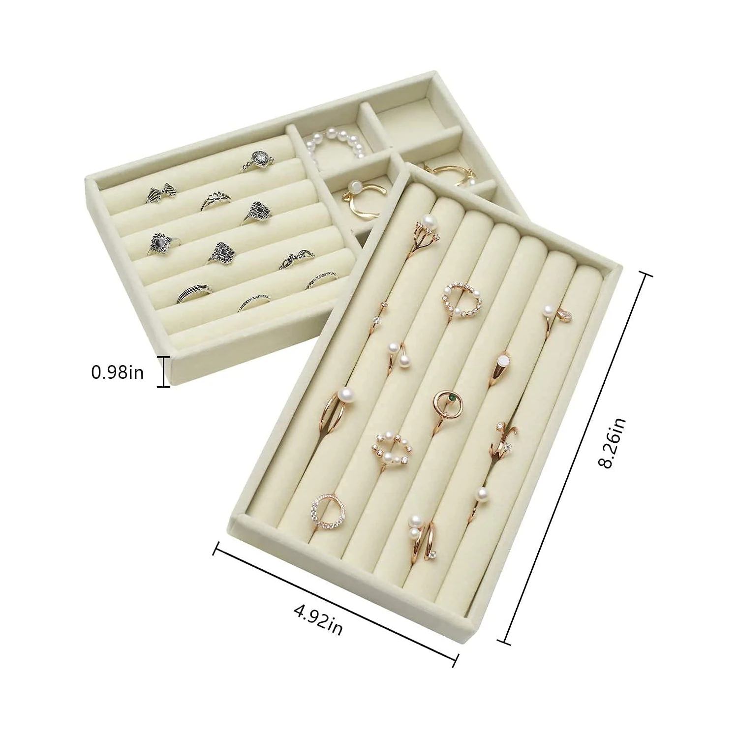 Velvet Stackable Jewelry Display Tray Case for Jewellery Hot Sales Fashion  Portable Velvet Jewelry Organizer Box