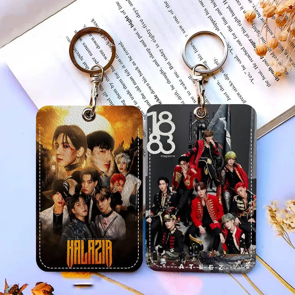 남자 그룹 A-ATEEZ-Z 사무용품 남녀 신용카드 키링 학생증 ID 카드 홀더 자격증 홀더 카드