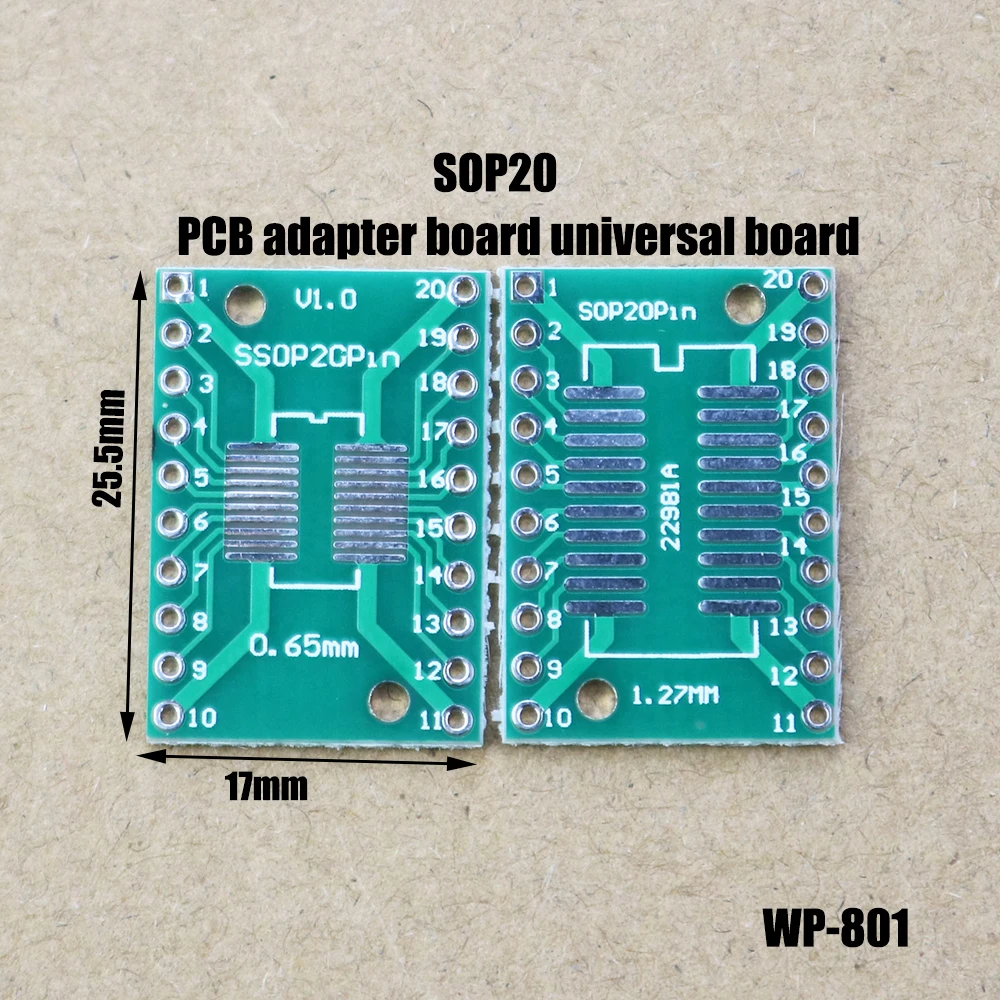 

1pcs TSSOP20 SSOP20 SOP-20 SOP20 to DIP20 PCB Transfer DIP Pin Board Pitch Adapter WP-801