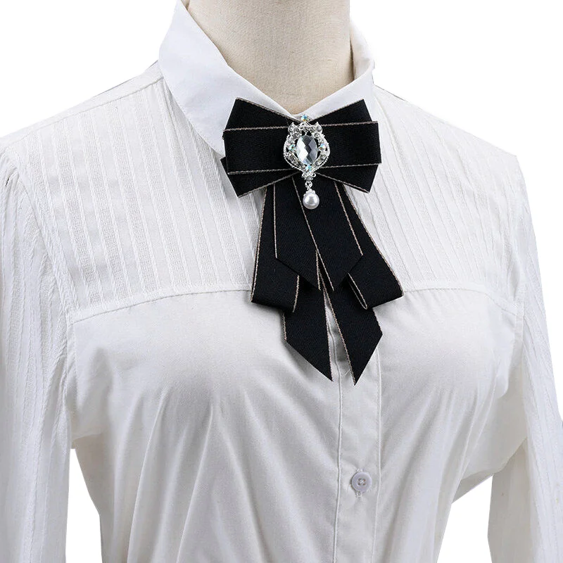 Hot School Girls Boy Elegant Classic Retro Big Bowtie Neck Tie Rhinestone Corsage Bowtie Cravat Gifts for Women Formal Neck Ties bow tie