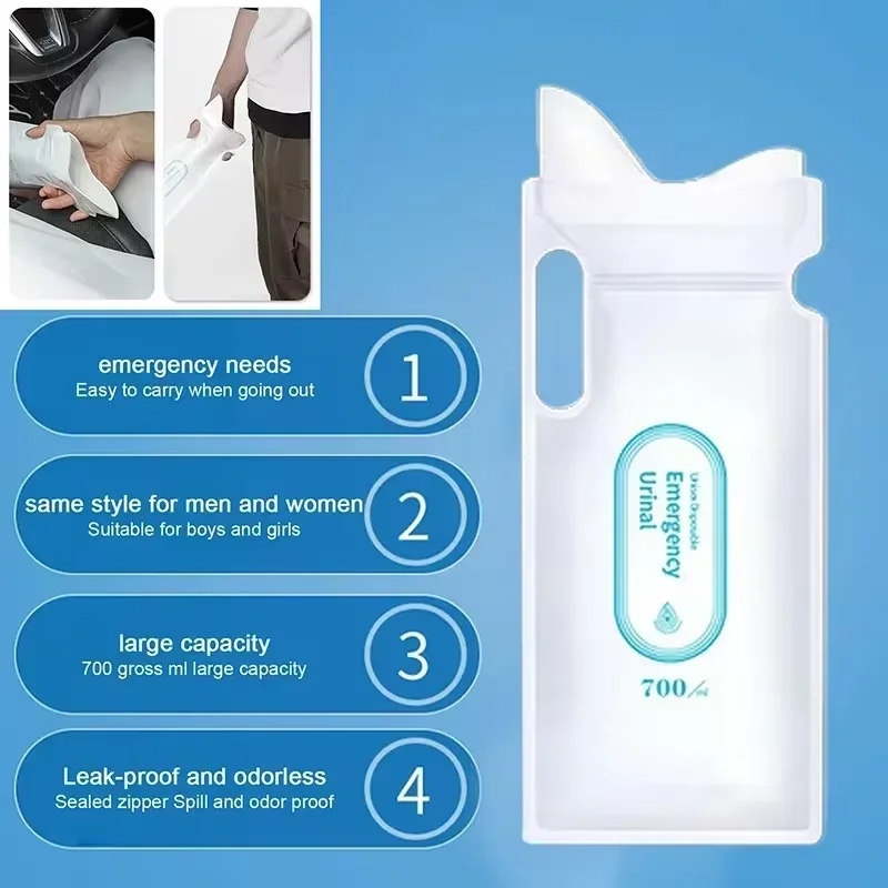 4PCS 700ml Car Urine Bag Emergency Portable Vomit Bags Mini Mobile Toilets Handy Unisex Disposable Urinal Toilet Bag portable urinal disposable vomit bag urine bag disposable urine bag disposable toilet bag