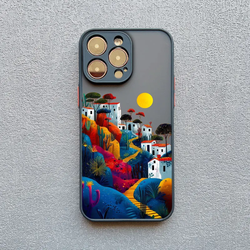 Yellow Sunset Mountain Shockproof Phone Case - Natural Scenery Cover