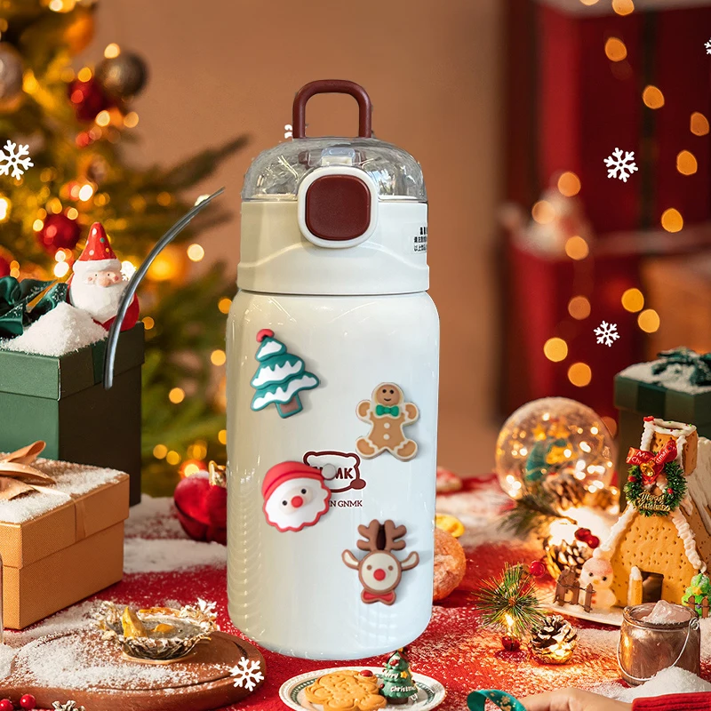 Stainless Steel Christmas Thermos Water Bottle Cartoon Christmas Tree  Portable Cup Vacuum Flasks Thermoses Coffee Cup