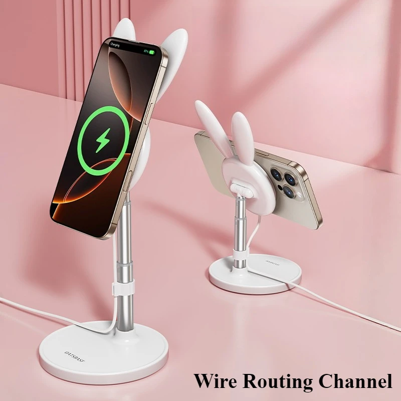 Eary Portable Wireless Charger Stand Desktop Phone Holder for Magsafe Charger for iPhone 16/15/14 Pro Max (Not Included Charger)
