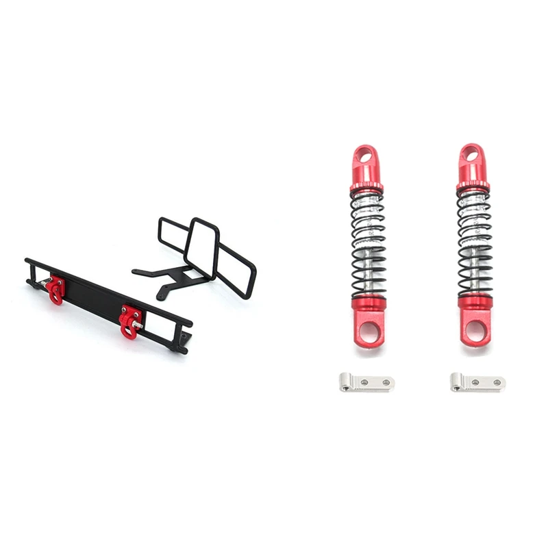 

2 Set RC Car Part: 1 Set Bumper Decoration Black & 1 Set D12 Metal Adjustable Shock Absorber Damper With Mount