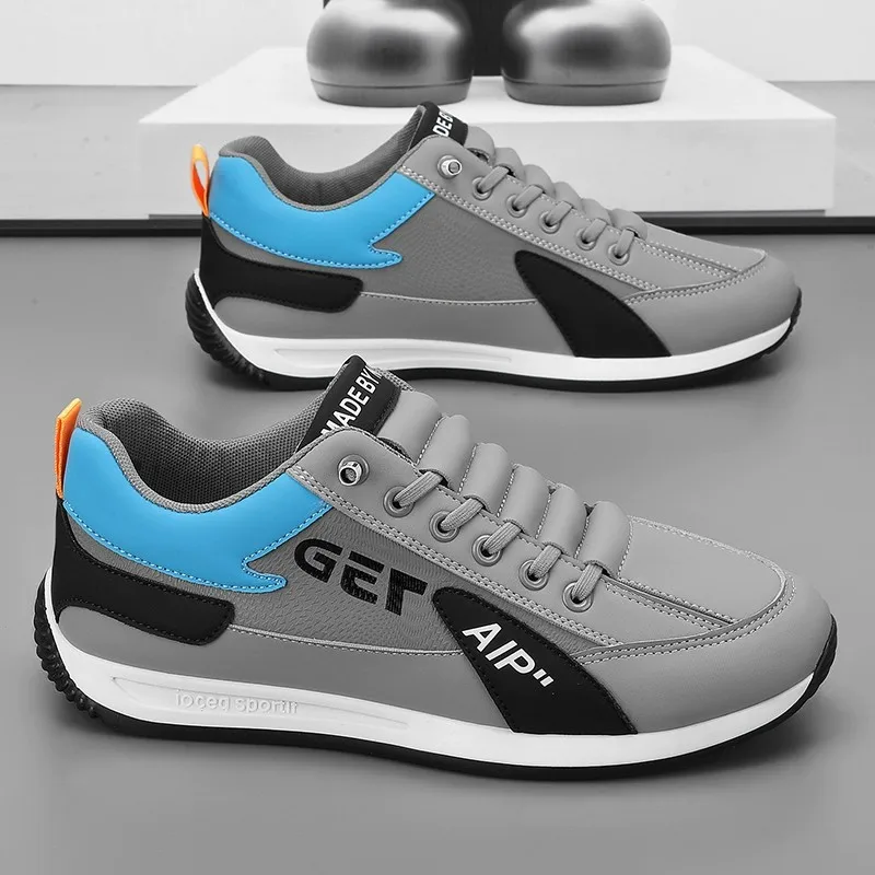 Men Casual Sneakers Trend Pu Leather Breathable Male Running Shoes Non-Slip Footwear Vulcanized Shoes Outdoor Non-slip Trainers