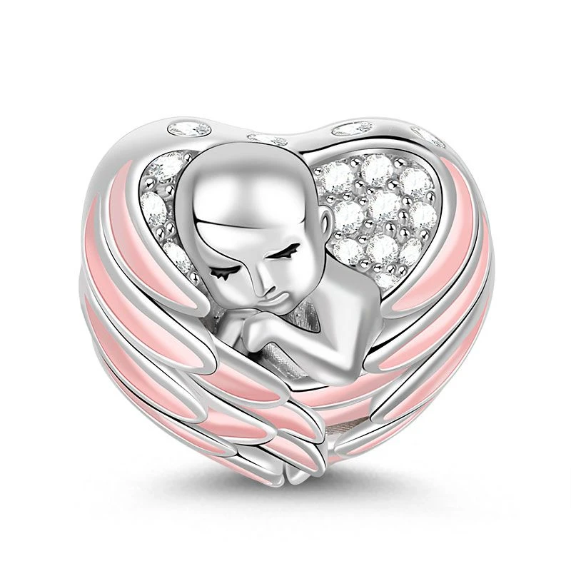 Pink Series Mom Hearts Flower Crown Cupcake Charm Bead Fit Original European 925 Silver Bracelet DIY Jewelry Key Chain Accessory 5