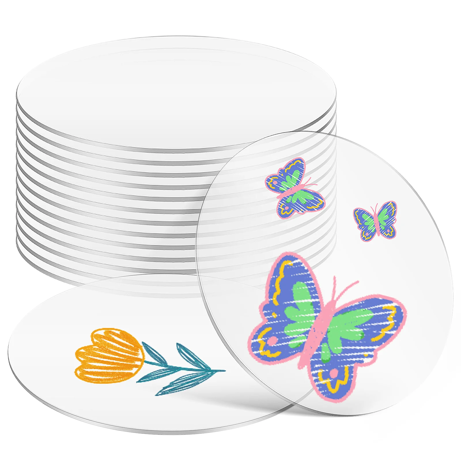 

15 Pcs Transparent Acrylic Sheet Round Disc Clear Ornaments For Crafts Cant See Thing Circles Discs