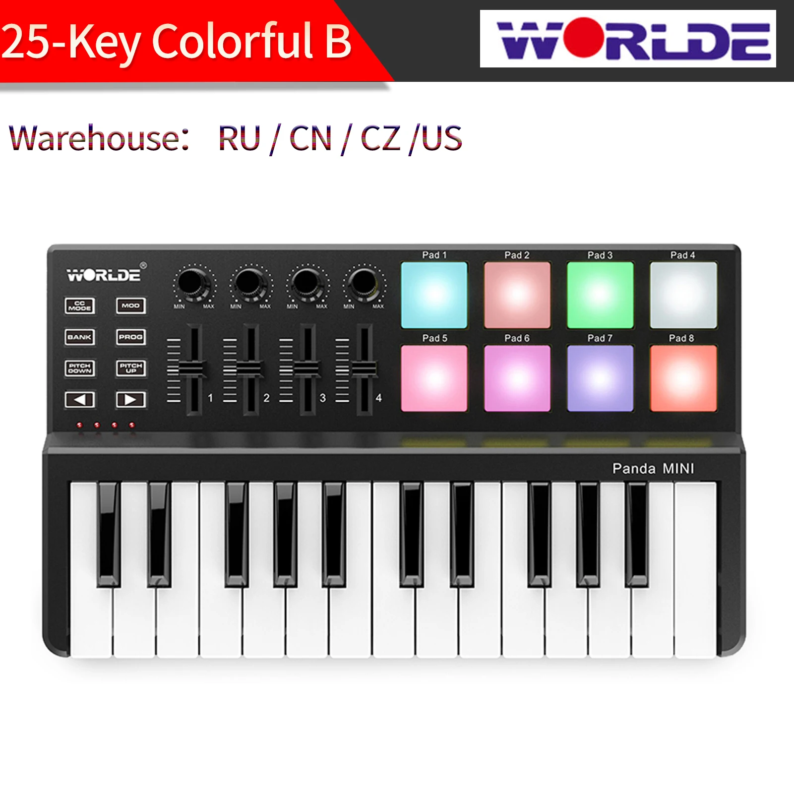 WORLDE Panda MINI II 25-Key USB MIDI Keyboard Controller MIDI