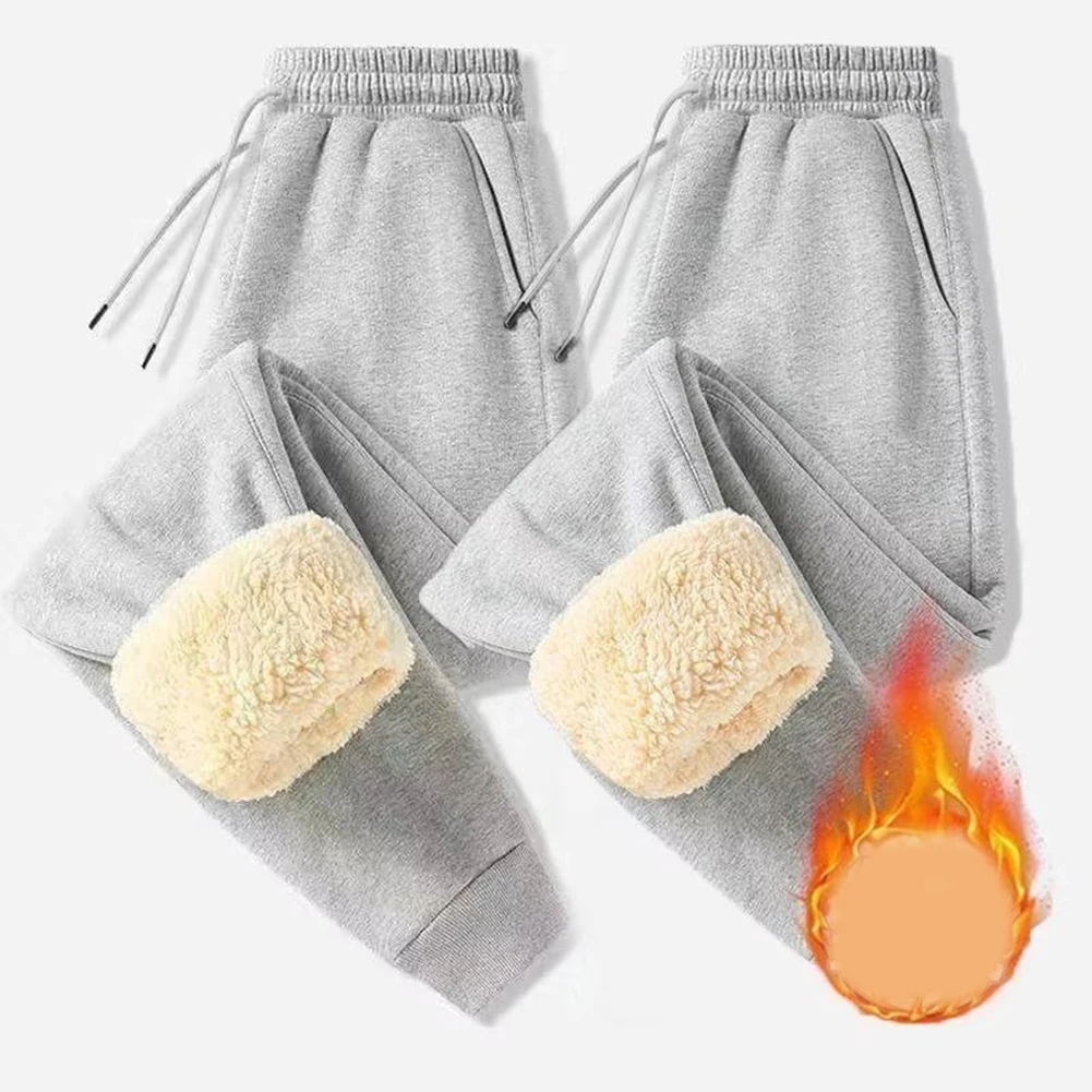 Men's Joggers Trousers Thicken Warm Thermal Fleece lined Slight Stretch Comfortable Holiday Vacation Winter Male Pants Fashion