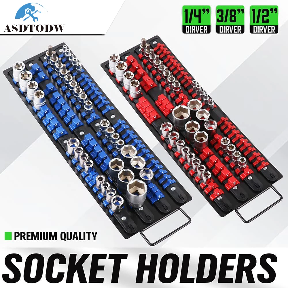 

1/4 3/8 1/2 Socket Wrench Holders Traight Plastic Universal Socket Organizer Rail Bracket Wall Holder Wrench Home Tools