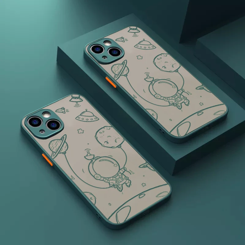 Cartoon Astronaut Hard Matte Case For Oneplus Nord 2 CE 5G Clear Cover For Oneplus 9 Pro 9R For One plus 9RT 1+9 8 1+8T 1+7T 6T samsung flip cover Cases & Covers