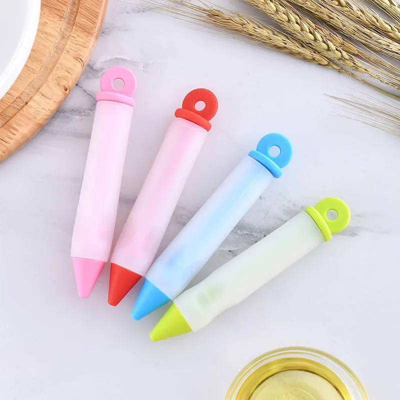 4Pcs Stylo de Décoration, Alimentaire Silicone Stylo d'Écriture