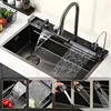 Black Kitchen Sink, Smart Waterfall Kitchen Sink  Drop in Kitchen Sink Workstation - 304 Stainless Steel Sink 3