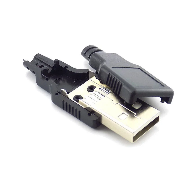 5/10 pz 4 Pin USB 2.0 tipo A maschio presa connettore adattatore con copertura in plastica nera tipo A saldare connettore fai da te H10