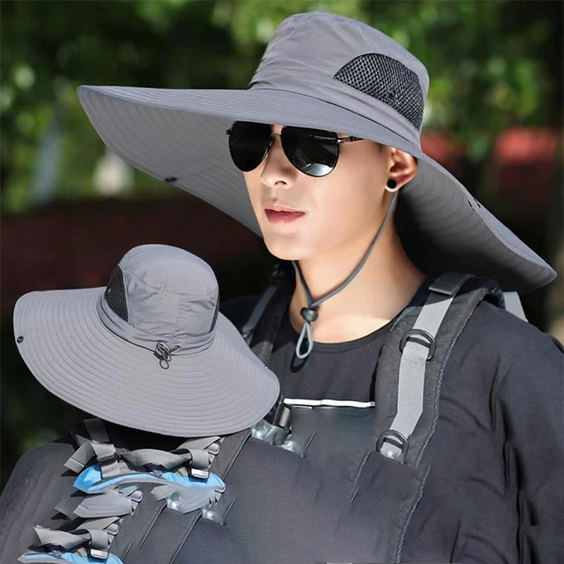 

Summer 15 cm large hat men's outdoor sun protection hat hiking hat