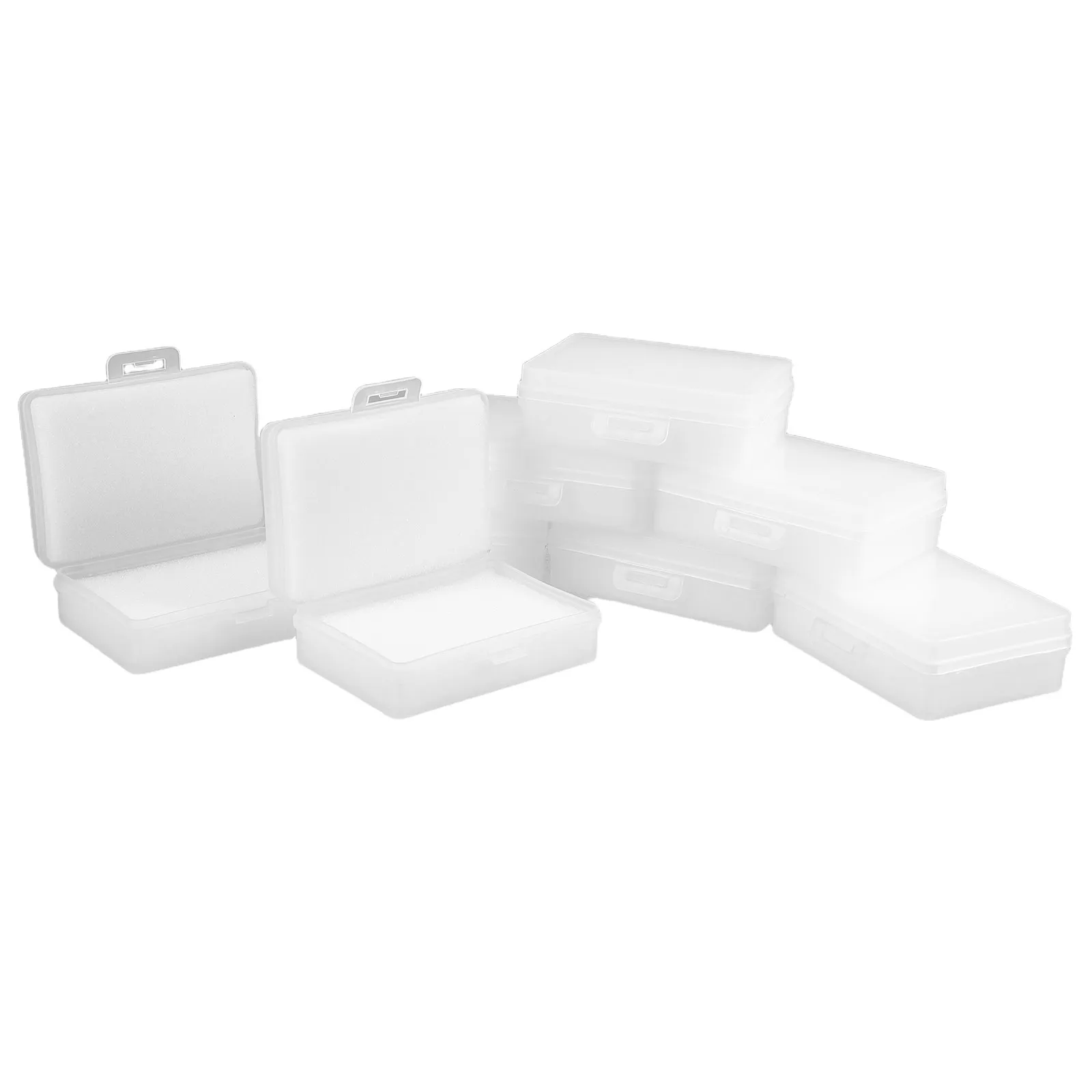 10Pcs 스폰지 부품 보관 상자 투명 뚜껑 플라스틱 주최자 전자 부품 공예 용품을위한 작은 쌓을 수있는 컨테이너