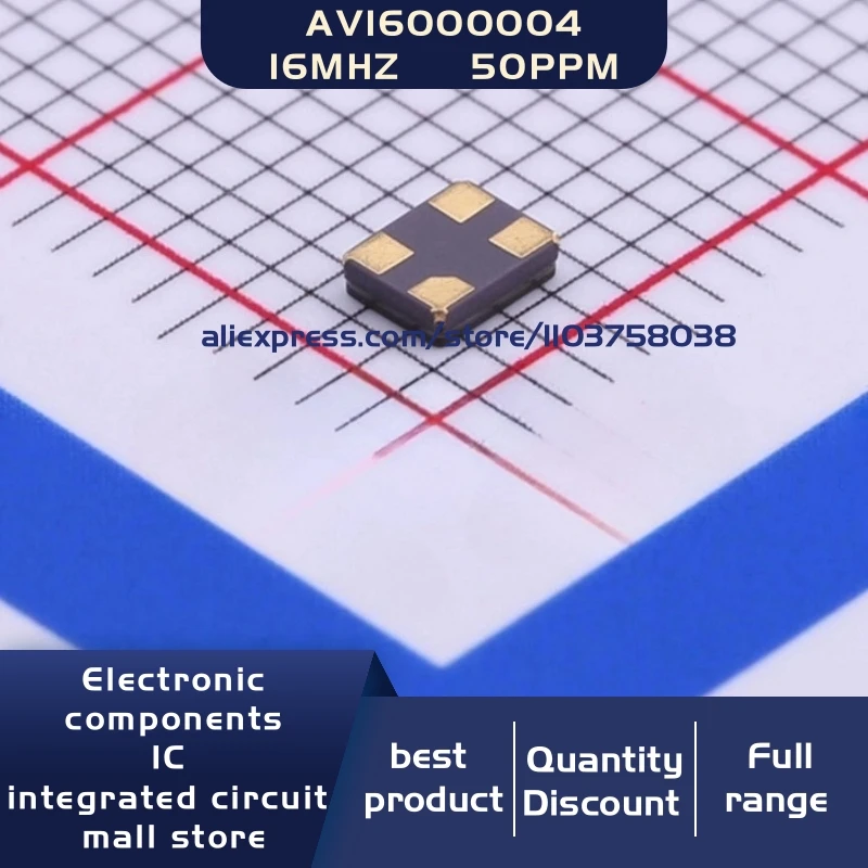 50개/묶음 AV16000004 16MHZ ±50ppm 9pF 3225 4P 크리스탈 오실레이터 공진기 4-SMD 재고 있음