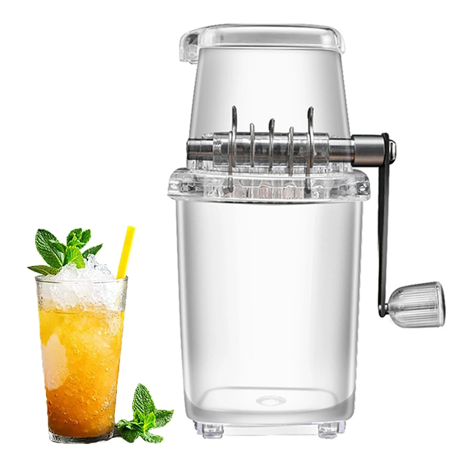 Hand Crank Ice Crushers Portable Manual Shaved Ice Machine Transparent