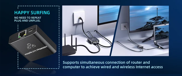 Switch Ethernet 2 Porte Gigabit - Splitter Da 1 A 2, 1000Mbps, Con Cavo Type-C, Per Reti LAN - Foto 9