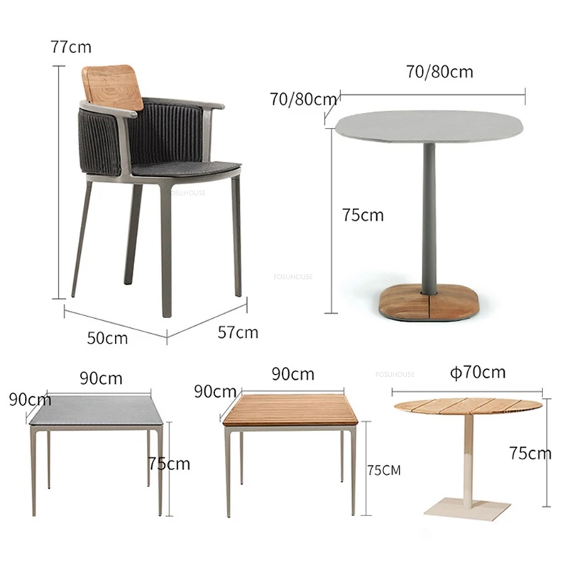 Description Picture 4 of itemPatio Leisure Tables and Chairs Light Luxury Outdoor Garden Furniture Sets Nordic Home Balcony Open-air Restaurant Wicker Chairs