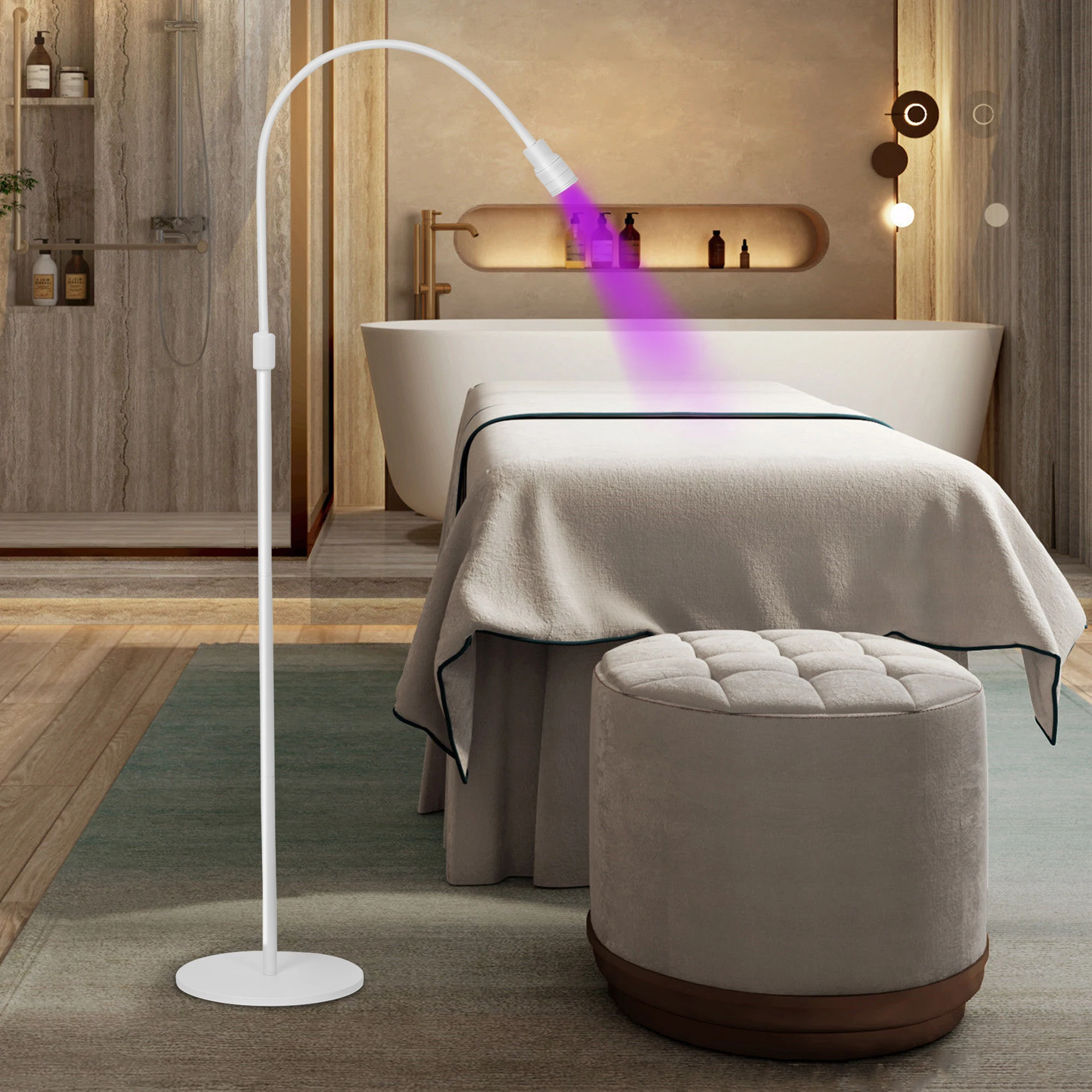 LED12W UV Lamp Eyelash Extention Gel Curing Floor Lamp For Beauty Salon Foot Switch Adjustable Holder Angle Spotlight