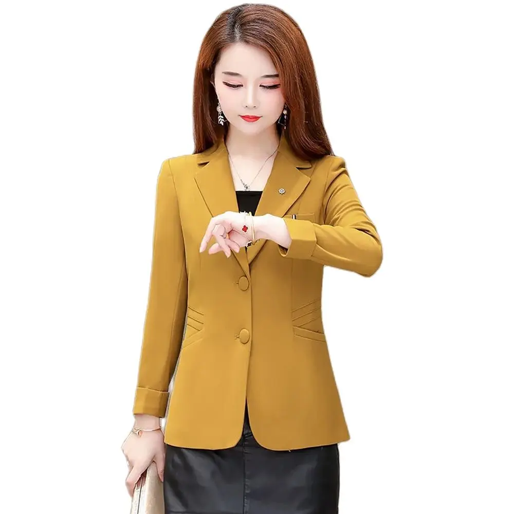 Fashion Aoat Female 2024 New Korean Version Of Online Celebrity Casual Joker Temperament Slim Western-style Dress Female.