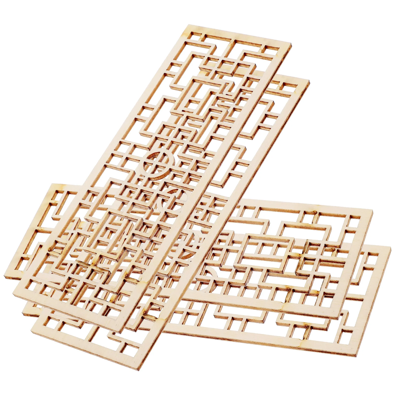 

4 Pcs Miniature Screen House Accessories Decor Outdoor Props Photography Model Wood for Children Kids Desktop Vintage