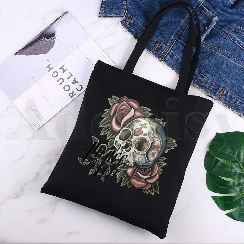 

Pierce The Veil Post-hardcore Band Music Fans Black Canvas Print Shopping Bags Girls Fashion Life Casual Pacakge Hand Bag