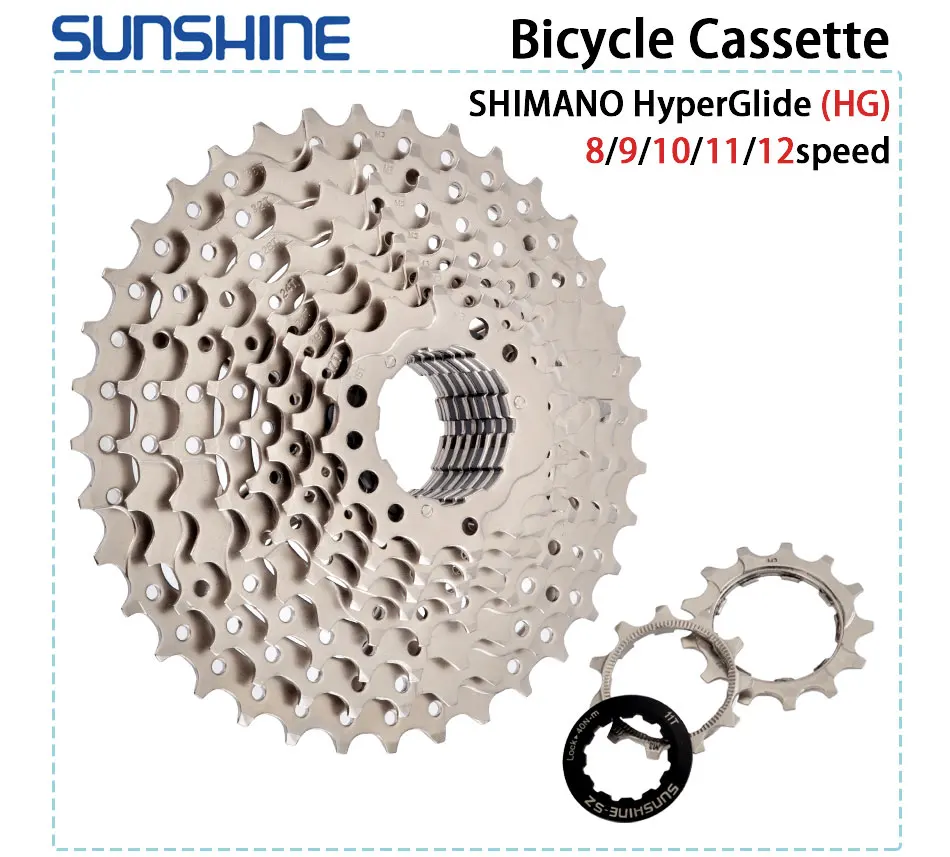 SUNSHINE Road Bike Cassette 8/9/10/11/12 Speed 23/25/28/32/34/36T k7 Cassette 8V 9V 10V 11V 12V for SHIMANO HG bicycle cassette