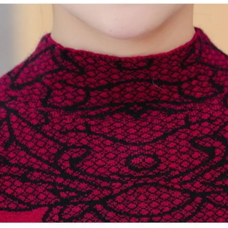 여성용 하프 하이 칼라 패치워크 풀오버, 기하학 문자, 느슨한 바닥 패션, 캐주얼 긴 소매 원피스, 가을 및 겨울