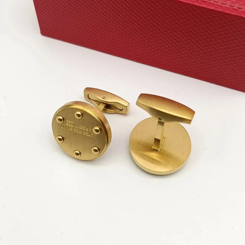 Luxury Quality CT Round 316 Stainless Steel 1:1  Cuff Links 4 Colors Business Suit Shirts CuffLinks Classic Buttons Box Set