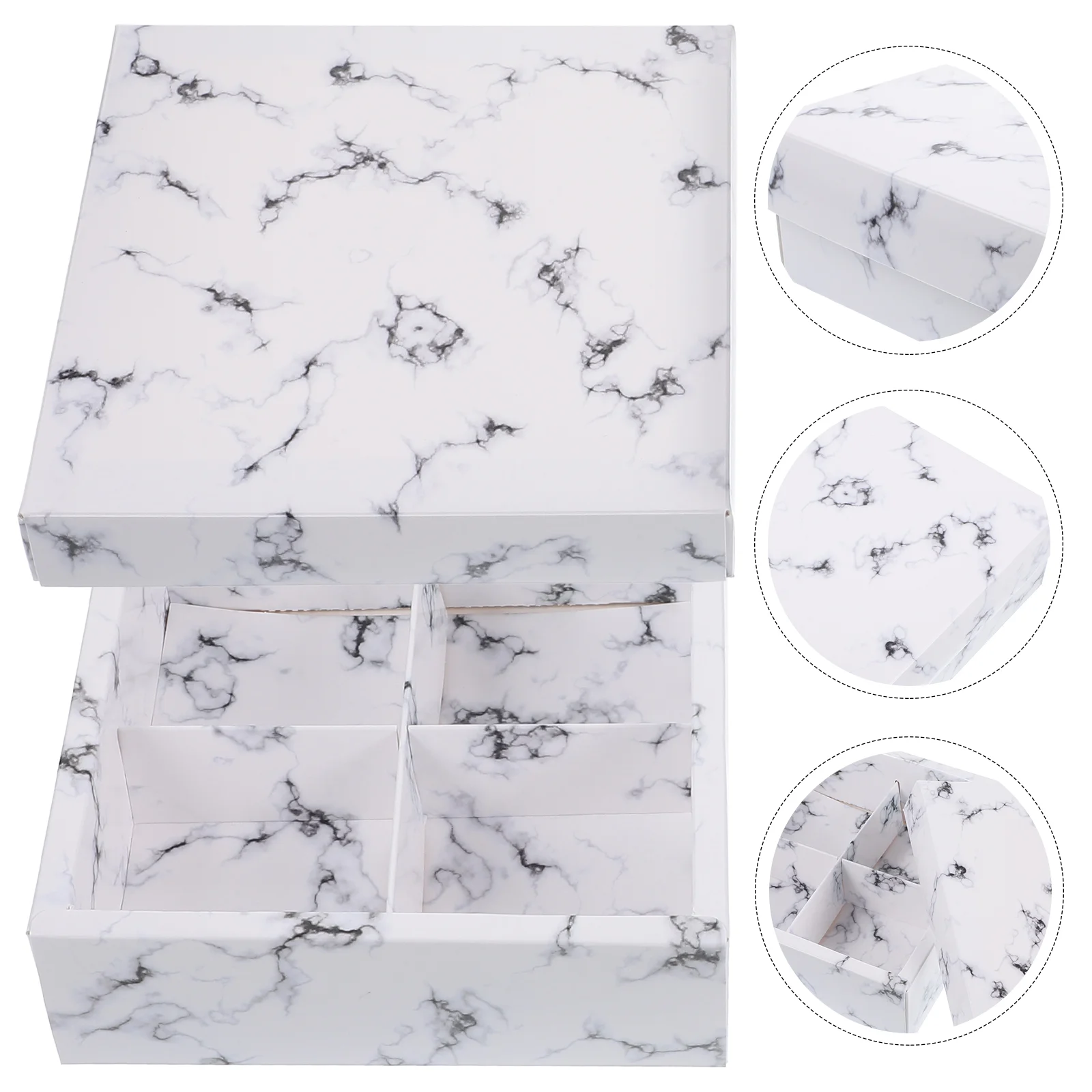 

10pcs Marble Pattern Cake Paper Boxes Moon Cake Cookie Packaging Cases Moon Cake Holder