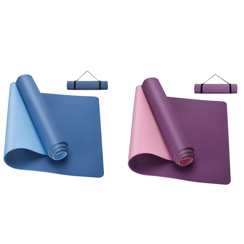 

NEW-Yoga Mat,TPE Environmentally Friendly Non-Slip Yoga Mat With Shoulder Strap,For Yoga Pilates Fitness Gymnastics