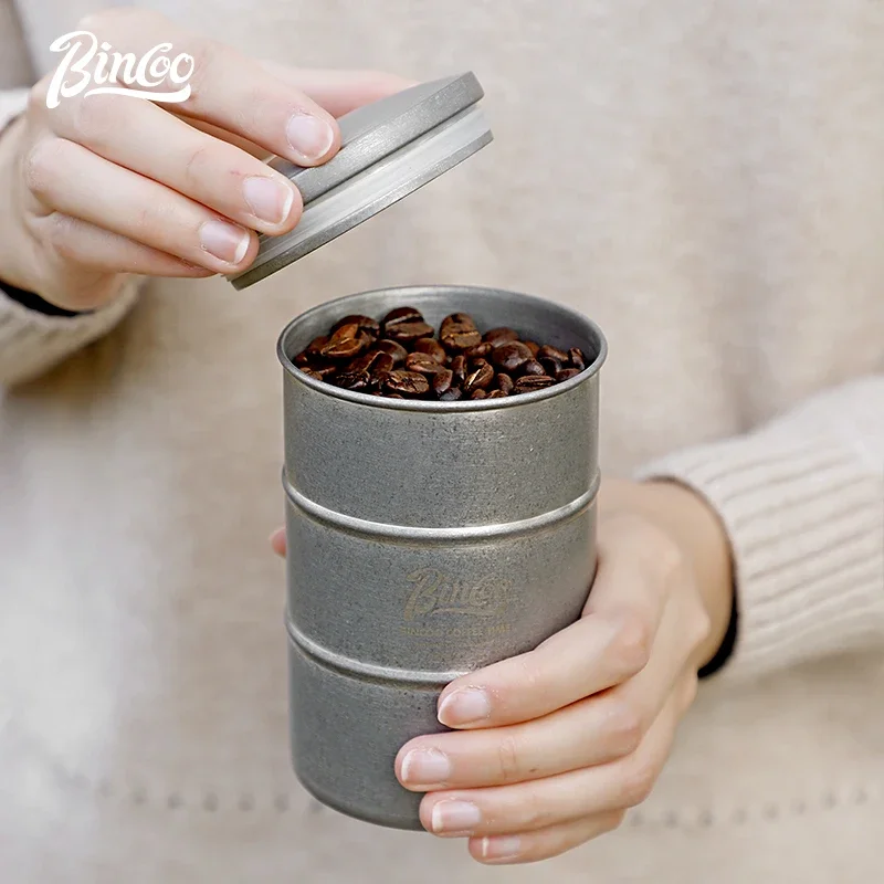 Stainless Steel Coffee Bean Airtight Cans Sealed Cans Outdoor Camping Kitchen Tin Storage Box Coffee Jar Canister Set 370ml 4