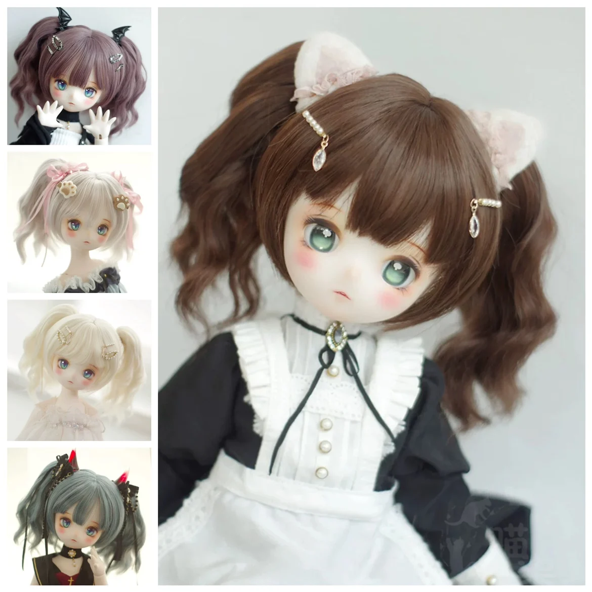 

Парик для шарнирной куклы, подходит для шарнирной куклы размера 1/3, 1/4, 1/6, 1/3, милый двойной конский хвост, высокий конский хвост, 1/4, 1/6, парик, аксессуары для кукол