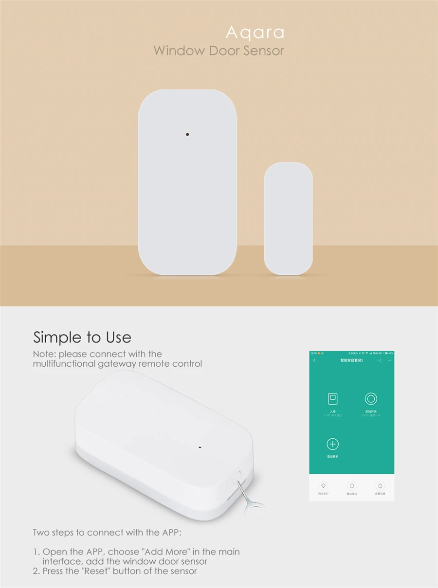 Original Door Window Sensor Zigbee Wireless Connection Smart Mini Door Sensor W