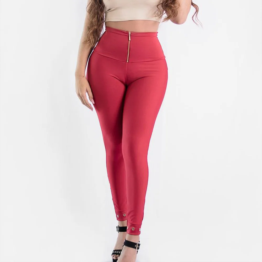 Korean Style Skinny Pants for Women Fashion Zipper Design Trousers Woman Winter and Winter Elastic High Waist Washed Pencil Pant