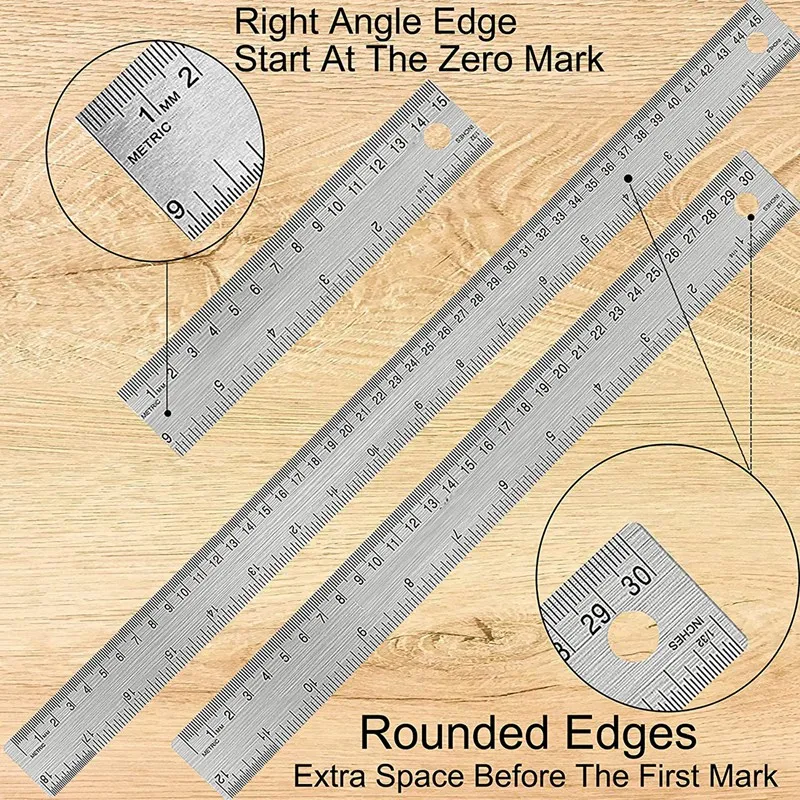 Metal Ruler Non-Slip Ruler With Cork Backing (12 + 18 Inch) Stainless Steel Non-Slip Rulers With Inch And Centimeters stainless steel ruler,drawing ruler,straight ruler