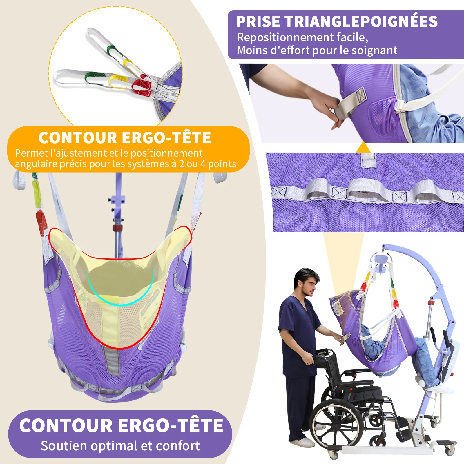 Ehucon Patient Hoyer Lift Transfer Medical hoist Sling with Commode Opening for Ederly Bariatric Disabled SWL 500lbs