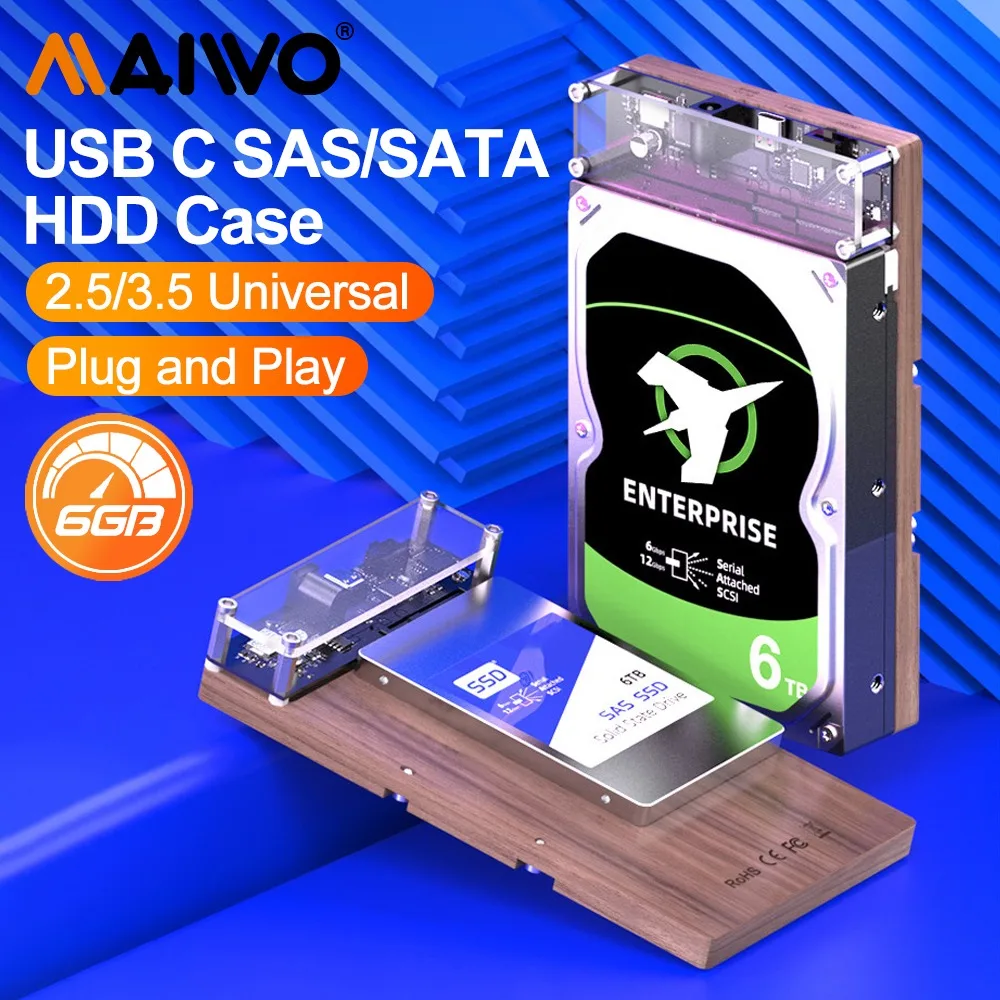 Docking Station Per Disco Rigido Maiwo Sas Per Disco Hdd Ssd Da 2.5/3.5 "Docking Station Da Casesata A Usb 3.0 Hdd Con Adattatore Di Alimentazione Da 